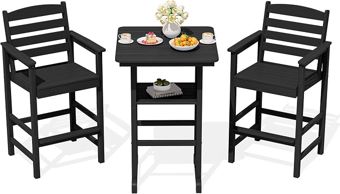 SERWALL Balcony Adirondack Chairs and Table 3 Pieces Set, Oversize Adirondack - Image 9
