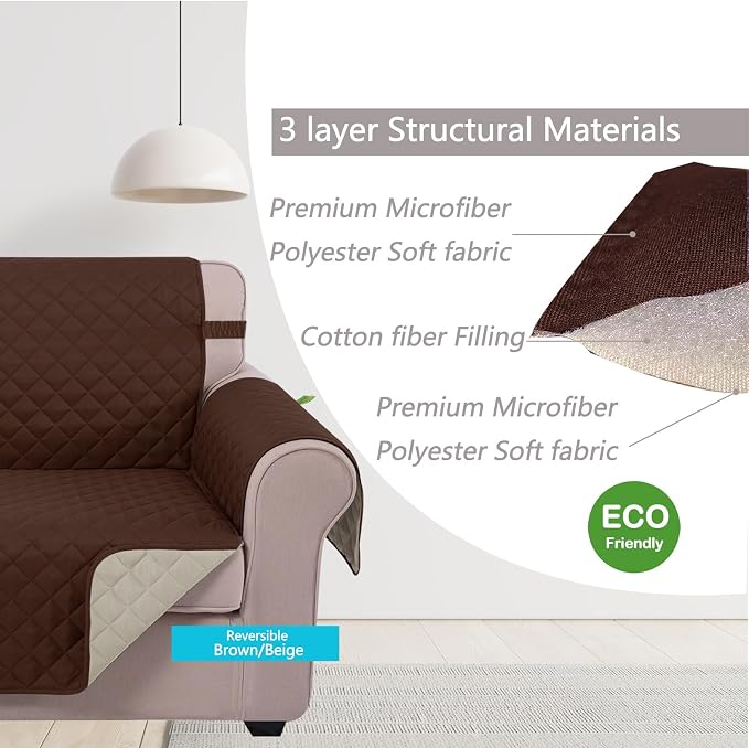 U-NICE HOME Recliner Chair Covers Reversible Quilted Water Repellent Pet - Image 5