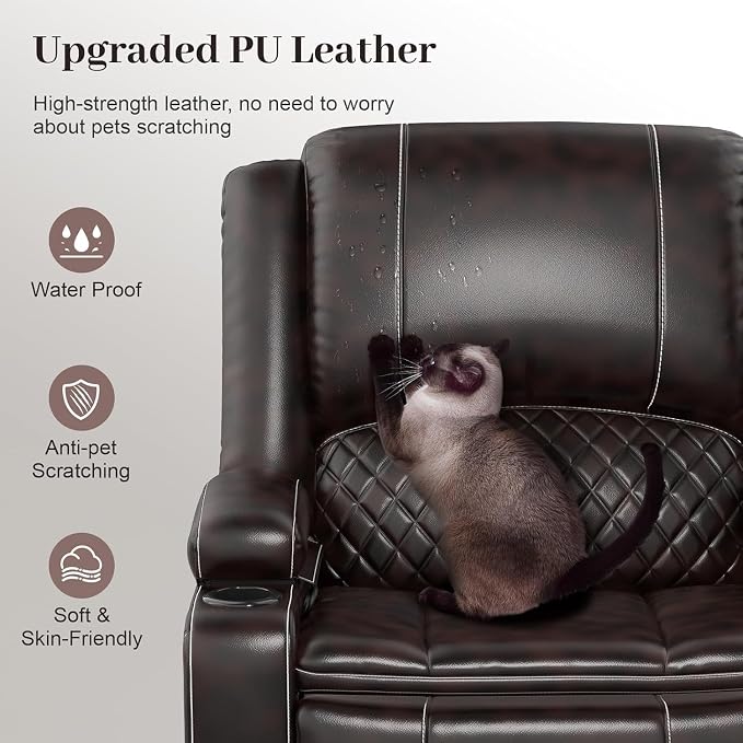 Yolsali Manual Reclining Sectional Sofa Set, 5 Seats 1+1+3 Leather Reclining - Image 8