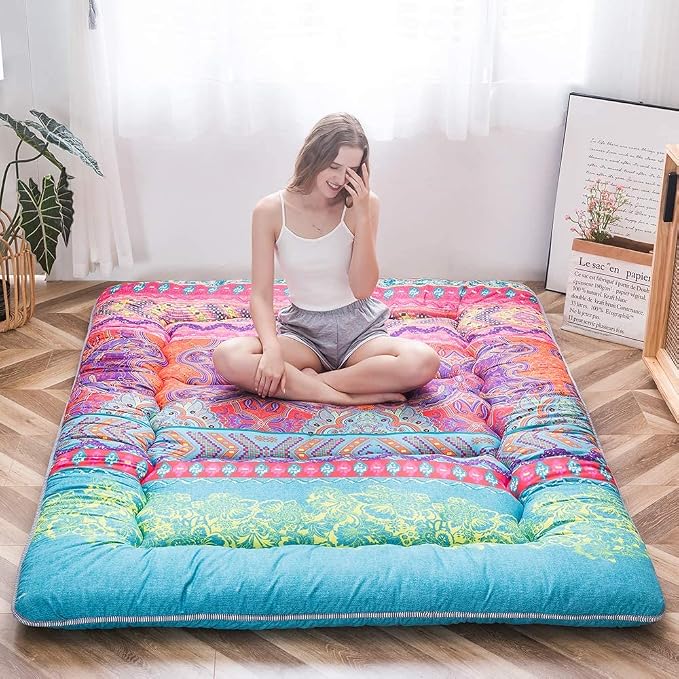 MAXYOYO Bohemian Futon Floor Mattress Boho Floral Style Japanese Tatami Mat - Image 7