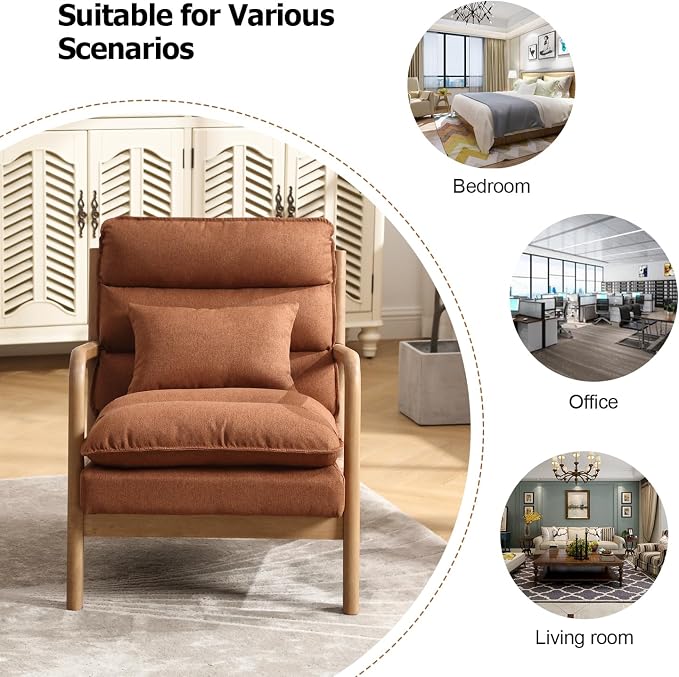 INZOY Mid Century Modern Accent Chair - Image 7