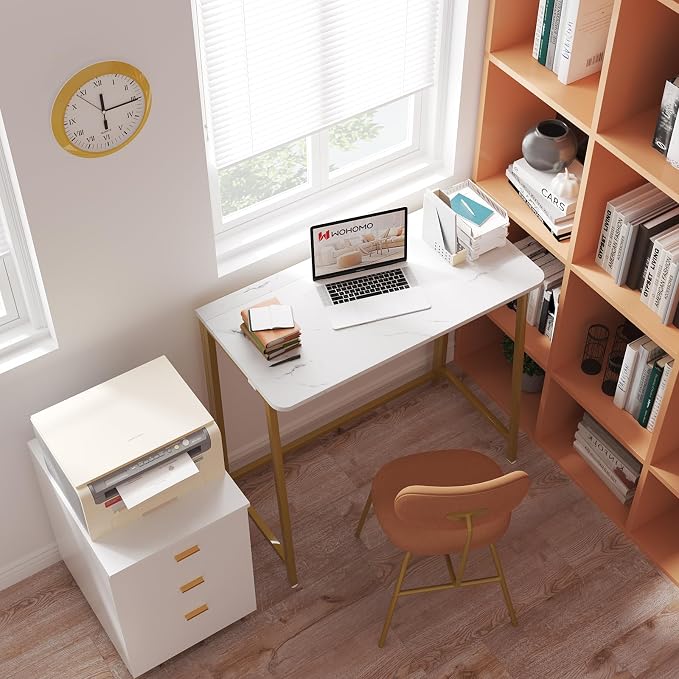 WOHOMO Folding Desk, Small Writing Desk 39.4", Space-Saving Foldable Laptop - Image 4