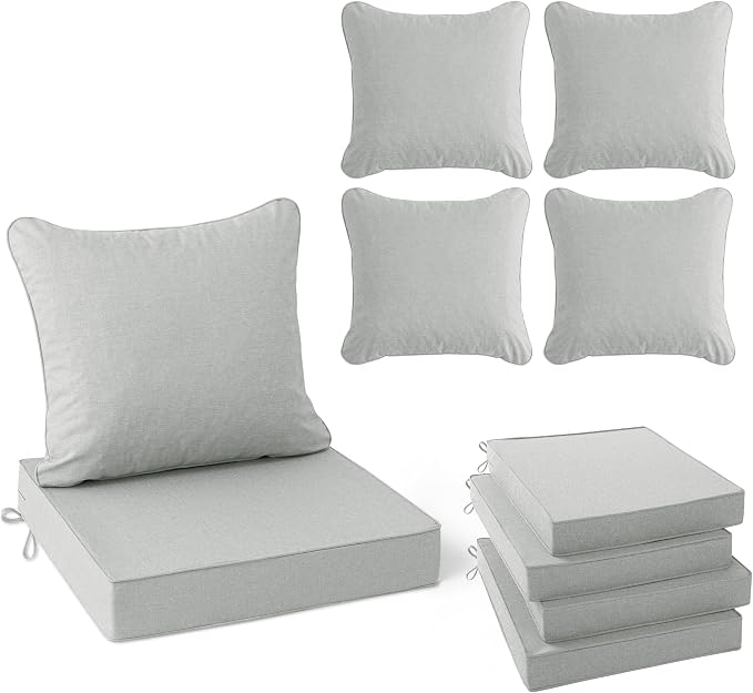 Summsun Patio Cushions for Outdoor Furniture, Faux Linen Water Resistant by SUMMSUN