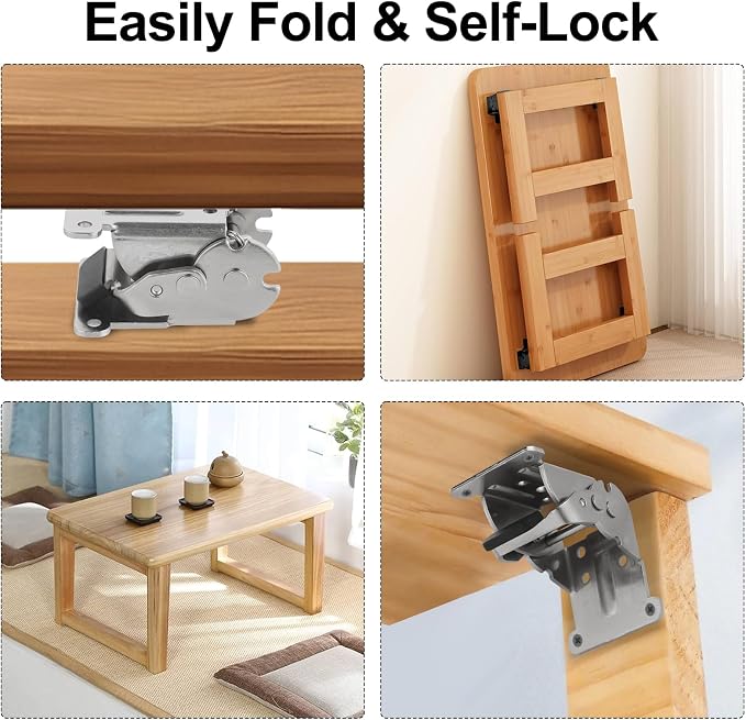 Self Locking Hinges Furniture Table Legs Locking Brackets, 90 Degree Folding - Image 4