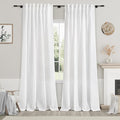 White Semi Sheer Linen Curtains 90 inch Length by Nanspring