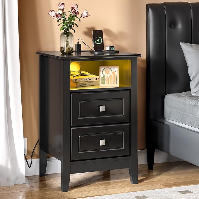 Bonnlo Black Nightstand Set of 2 - Image 3