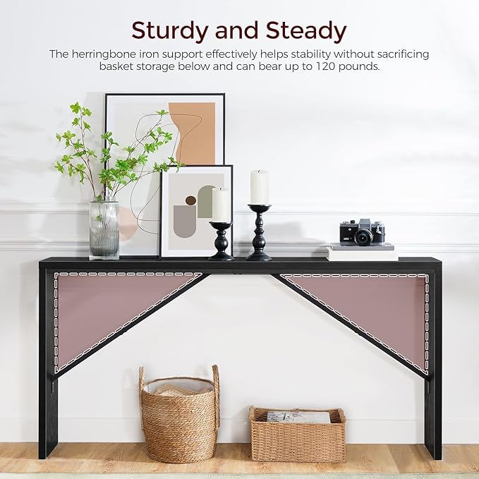 MAHANCRIS Console Table, 62.2" Long Sofa Table Behind Couch, Narrow Entryway - Image 5
