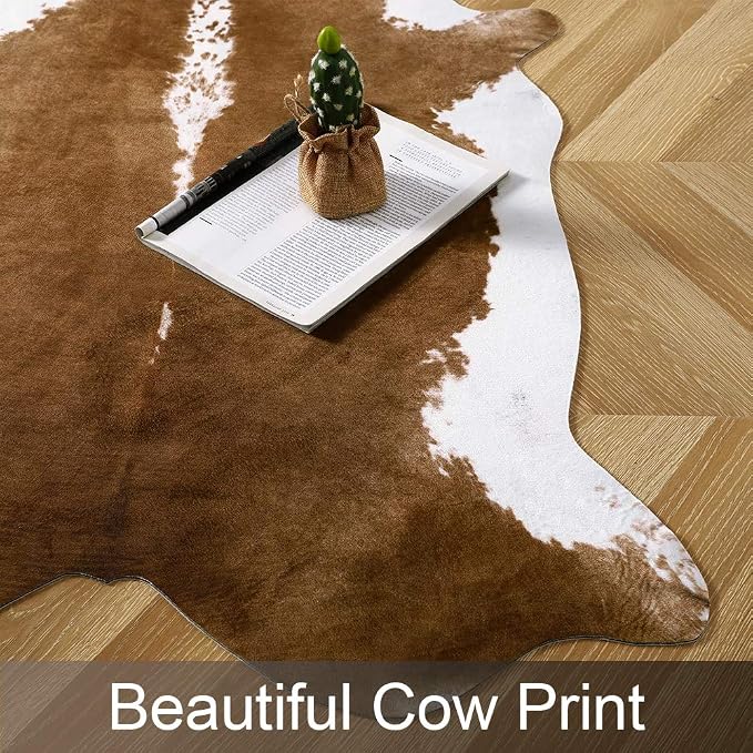 AROGAN Premium Faux Cowhide Rug 4.6 x 5.2 Feet, Sturdy and Large Size Cow Print - Image 7