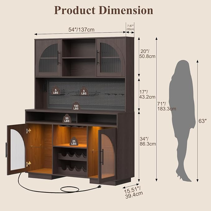 71" Pantry Cabinet, Kitchen Hutch Storage - Image 4
