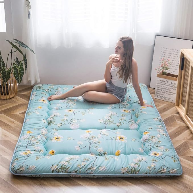MAXYOYO Rustic Floral Korean Floor Mattress Japanese Futon, Foldable Roll Up by MAXYOYO