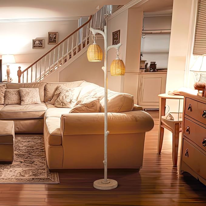 Scenekoy 68" High Farmhouse Rustic Country Cottage Floor Lamp Tree Trunk Faux - Image 4