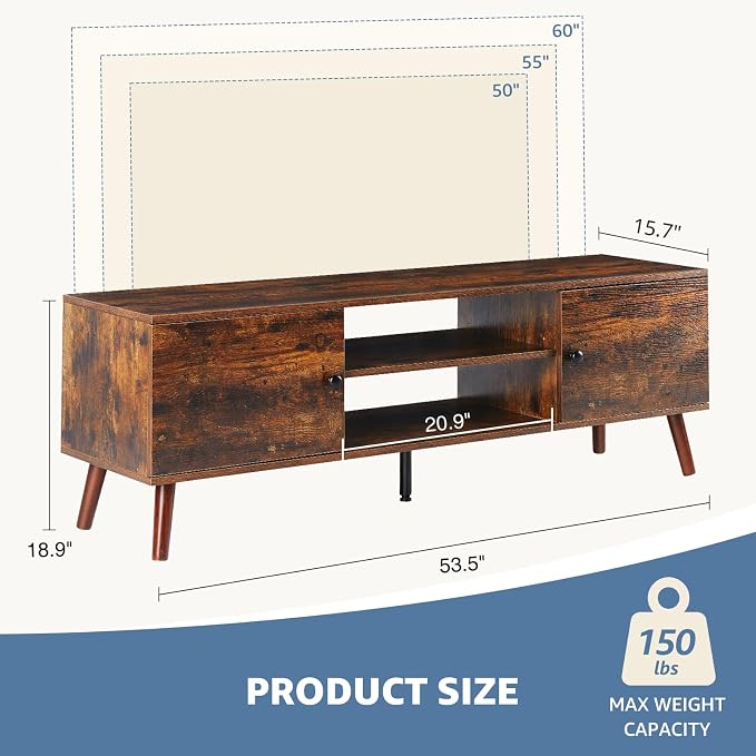 Sweetcrispy TV Stand for 55 60 inch TV, Modern Mid Century Entertainment Center - Image 3