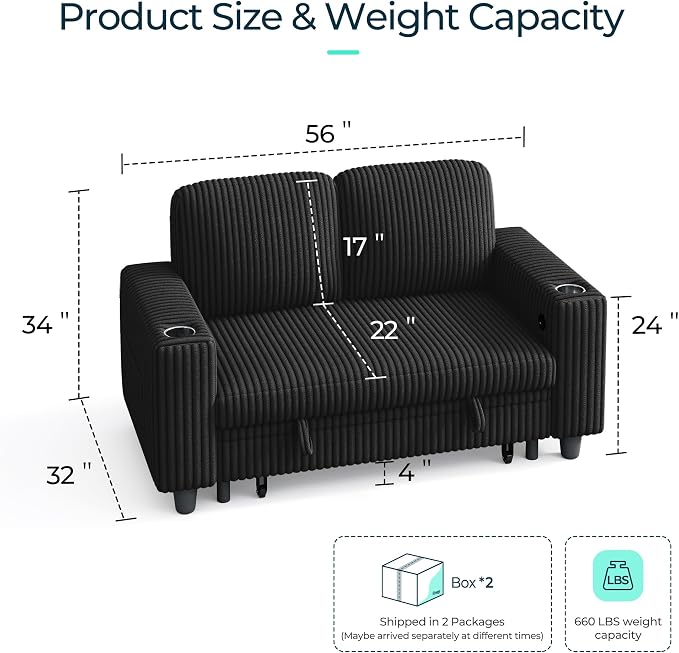 LINSY HOME Loveseat Sofa with Storage - Image 2