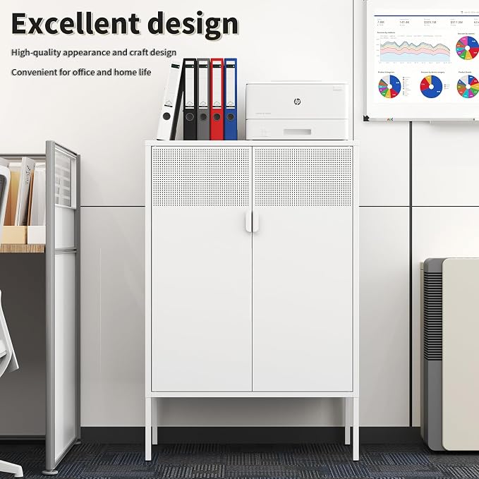 White Metal Storage Cabinet - Image 3