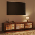 POVISON Mid Century Modern Wood Slatted TV Stand by POVISON