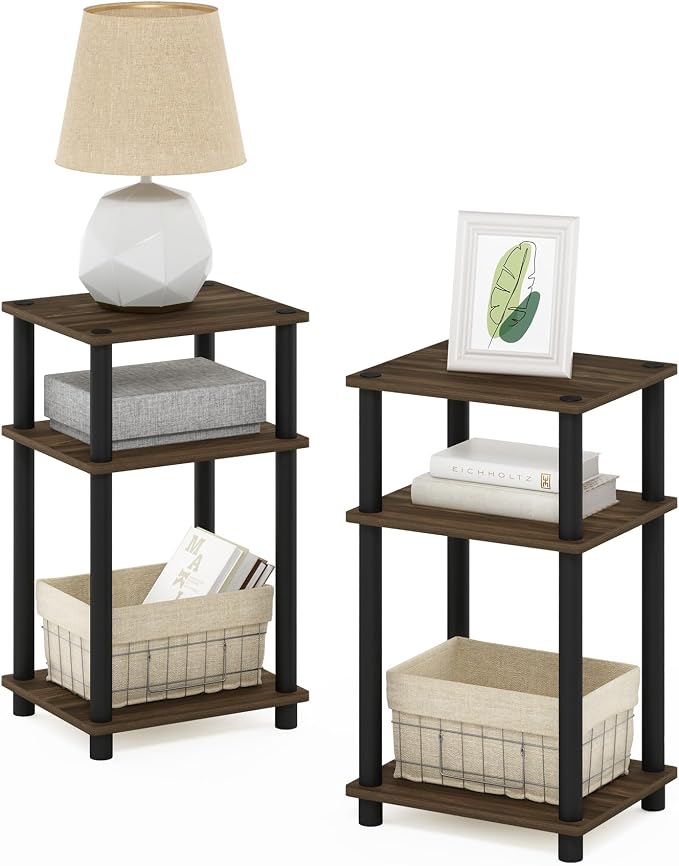 Furinno JUST Night Stand Set of 2, 3-Tier Turn-N-Tube Nightstand, Toolless - Image 5