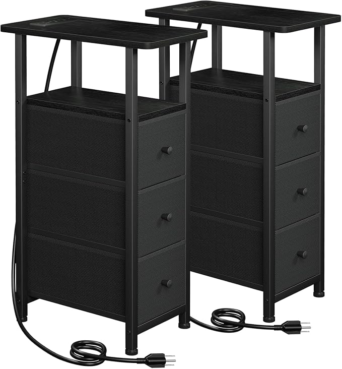 LOAKEKEL Narrow End Tables Living Room Set of 2 by LOAKEKEL