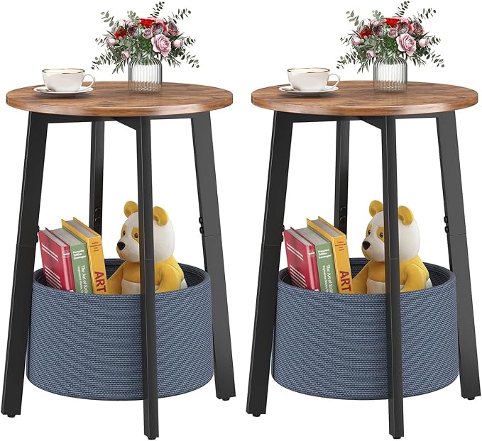 sthmec Small Round Side End Table Set of 2 by Unknown