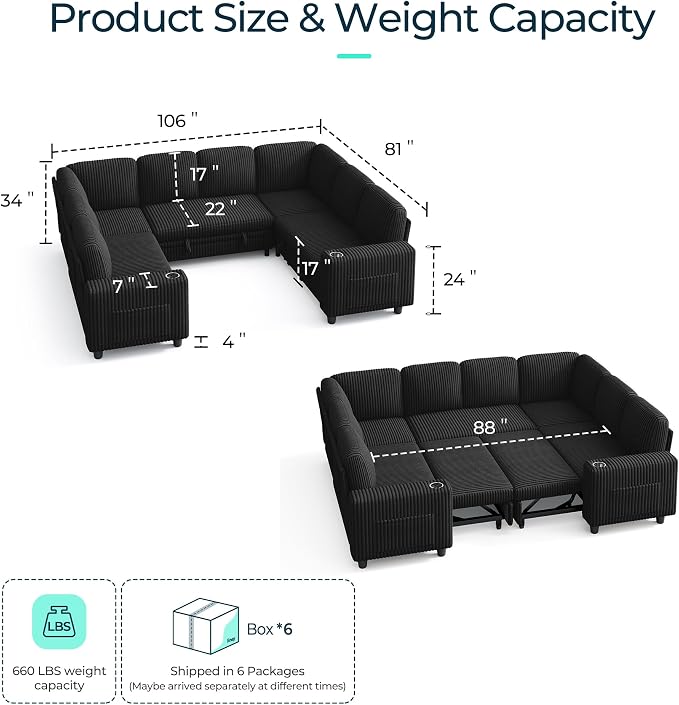 LINSY HOME Sectional Sleeper Sofa - Image 2