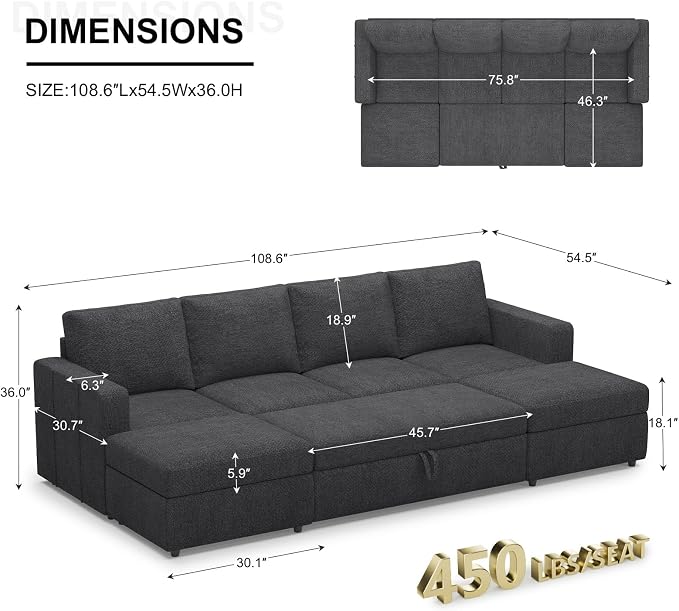 Belffin Modular Sectional Sleeper Sofa Bed - Image 2