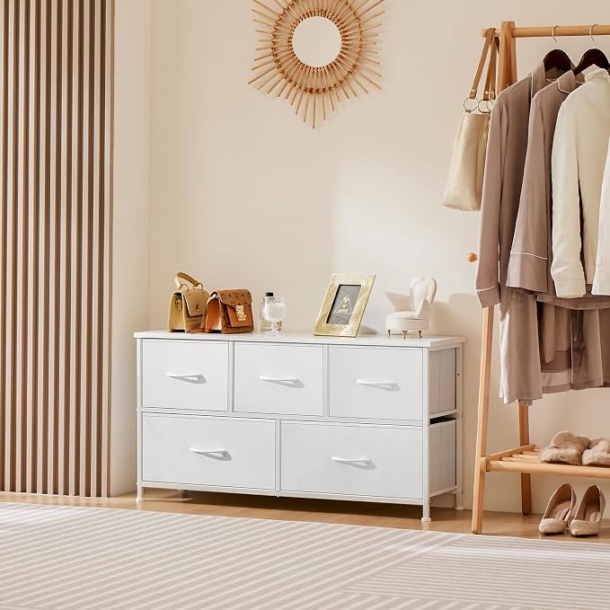 DUMOS Dresser for Bedroom, 5 Storage Drawers, Wide Fabric Closet Chests - Image 8