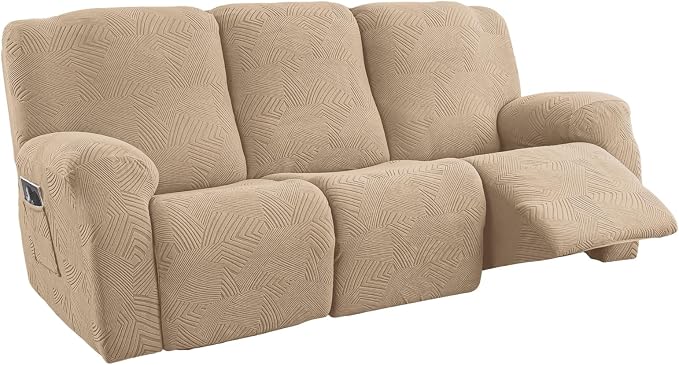 5-Piece Recliner Sofa Covers, Stretch Geometric Strokes Jacquard Recliner Sofa by Unknown