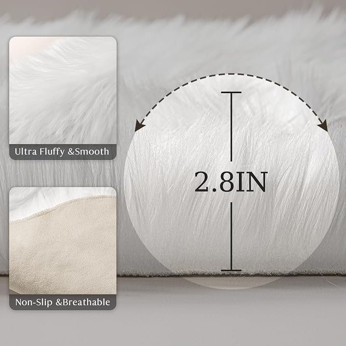 Ashler faux fur rug, Fluffy Shaggy Area Rug Ultra Soft 3 x 5 Feet Rectangle Fur - Image 6
