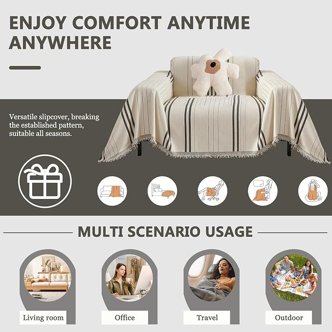 DREAMINGO Couch Cover for Armchair Reversible Chenille Chair Sofa Protector - Image 3