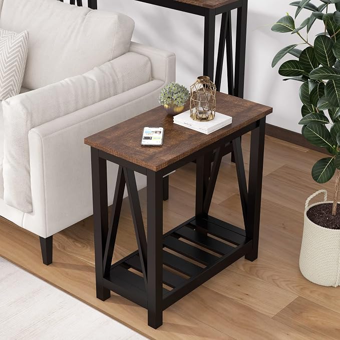 ChooChoo Farmhouse End Table, Rustic Vintage Narrow End Side Table - Image 2