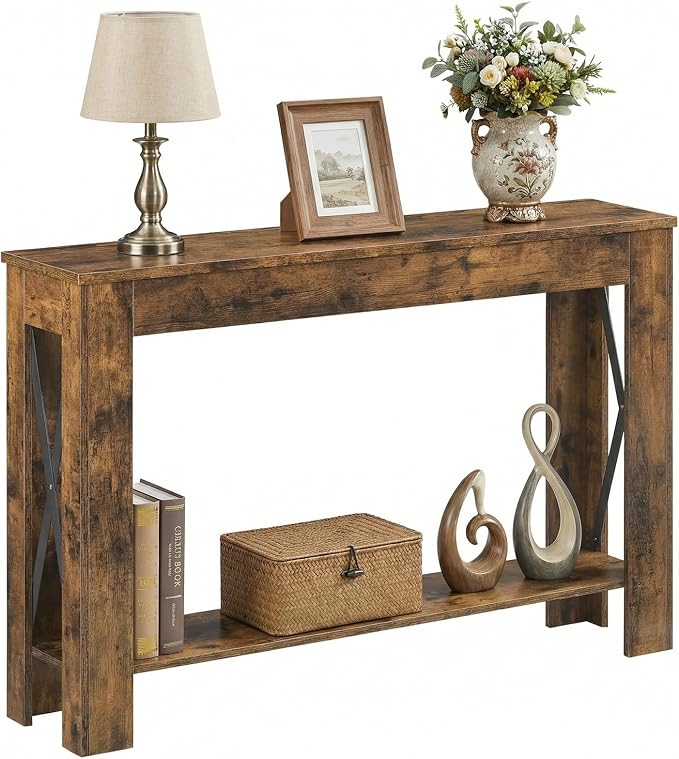 YATINEY Farmhouse Console Table, 39.4'' Small Narrow Entryway Table, Wood Couch - Image 9