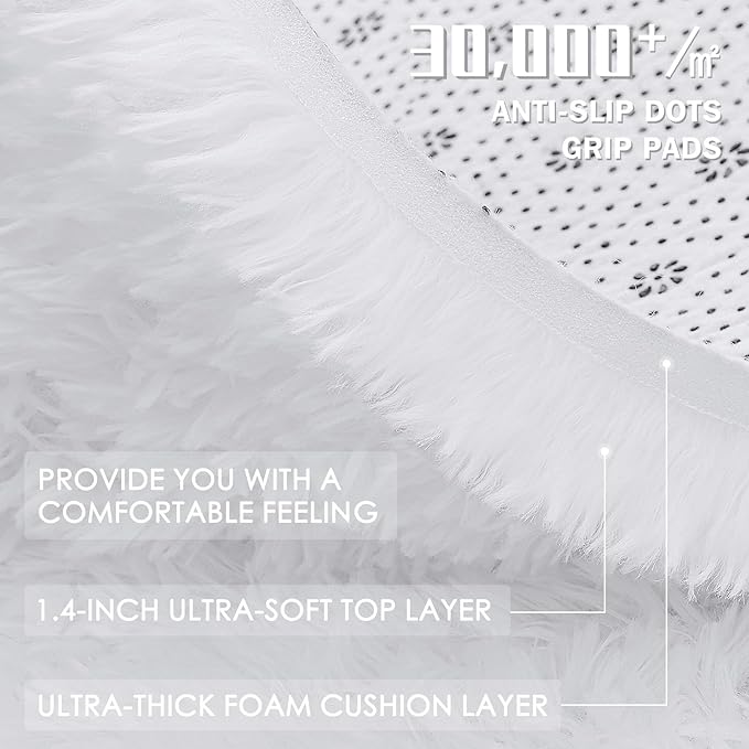 OLANLY 5x5 Area Rugs for Living Room Bedroom, Machine Washable Soft Fluffy - Image 6