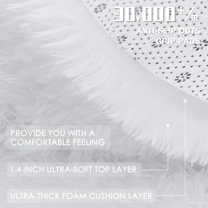 OLANLY 2x2 Machine Washable Small Rug, Soft Fluffy Shaggy Throw Rug - Image 7