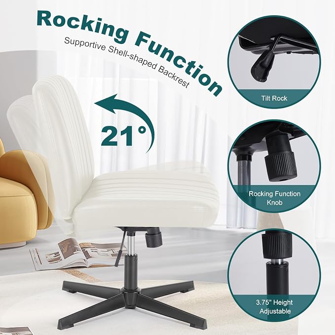 OLIXIS Criss Cross Legged Chairs Armless No Wheels Wide Seat Height Adjustable - Image 6