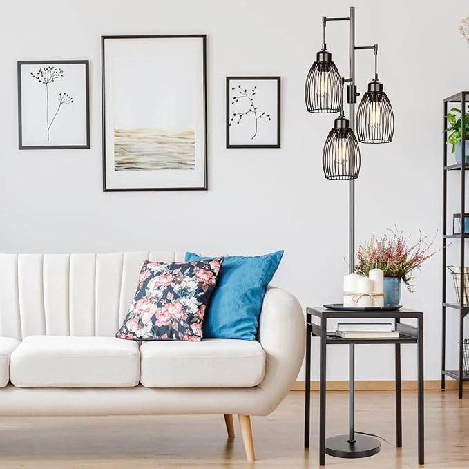 68’’ Dimmable Floor Lamp, 3 x 800LM LED Edison Bulbs Included, Industrial Floor - Image 6