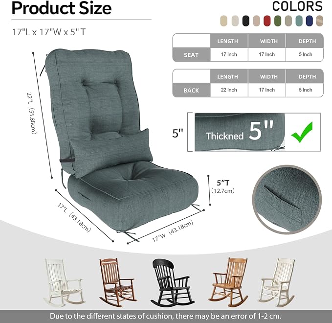 Rocking Chair Cushions with Pillow, Waterproof and Fade-Resistant Thicken - Image 2