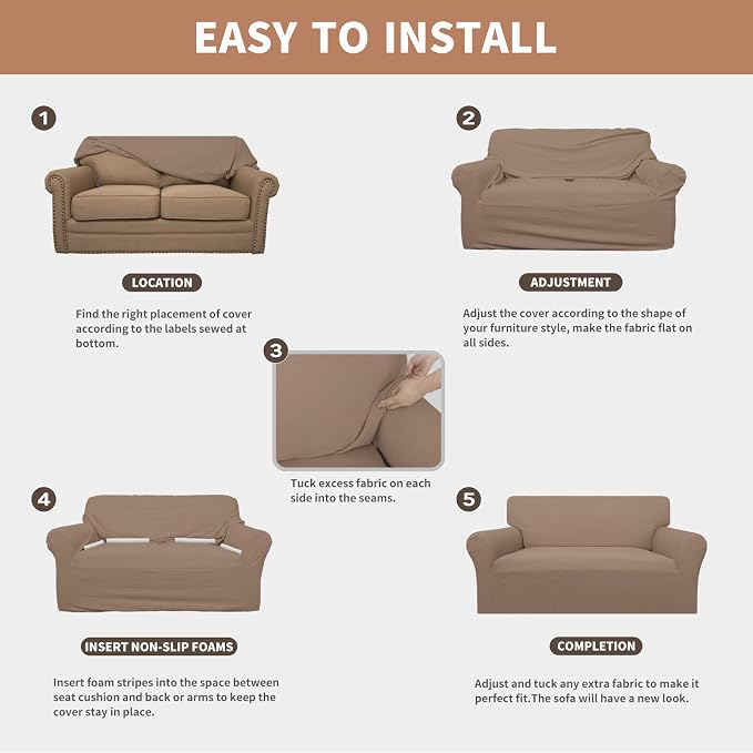 Easy-Going 100% Waterproof Loveseat Couch Cover, Dual Waterproof Sofa Cover - Image 5
