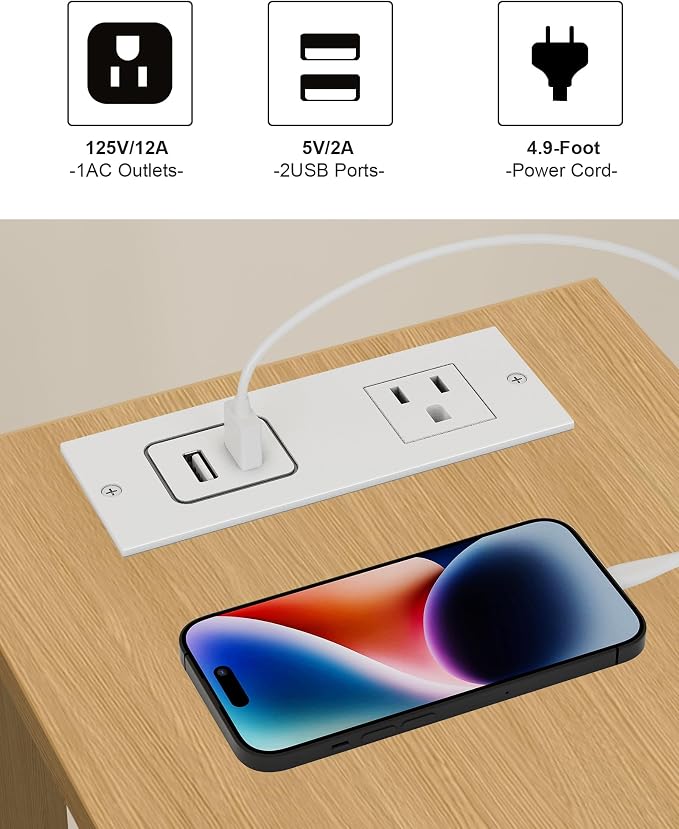 TUTOTAK Small End Table with Charging Station, Narrow Side Table with USB Ports - Image 7