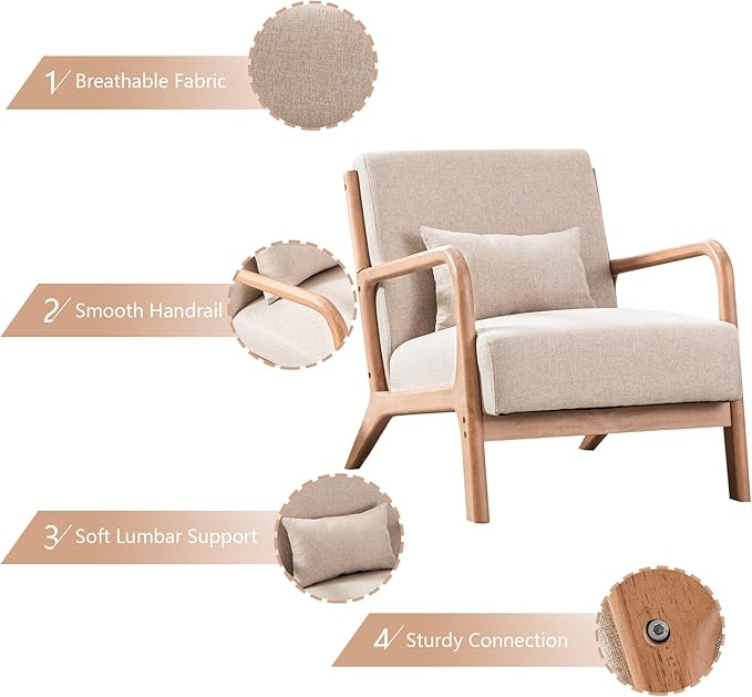 INZOY Mid Century Modern Accent Chair - Image 4