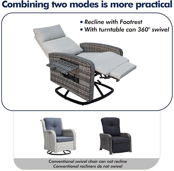 ZZW Outdoor Recliner Chair Set of 2, Wicker Patio Recliners - Image 6