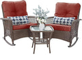 Patio Furniture Set 3 Pieces, Rocking Bistro Set by VonzoyHome