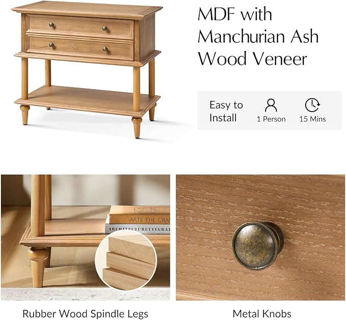 HULALA HOME Farmhouse Nightstand Set of 2 - Image 7