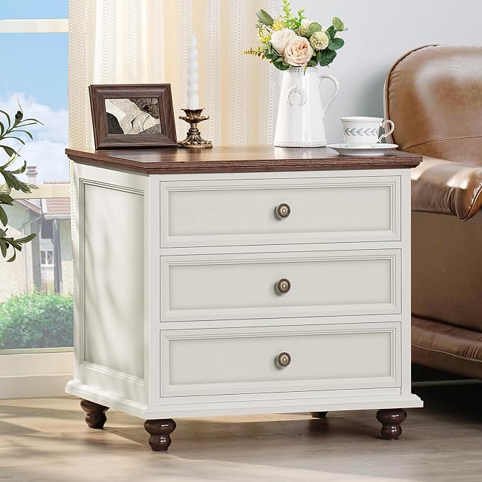 Joaxswe 24" Wide Farmhouse Night Stand Set of 2, Large End Table - Image 2