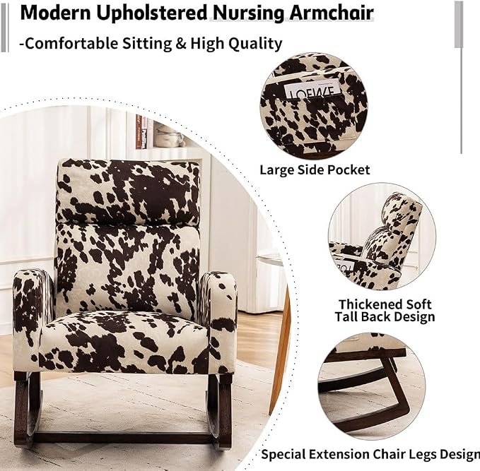 HCHAIRH Rocking Chair Nursery, Nursing Rocker Armchair - Image 4