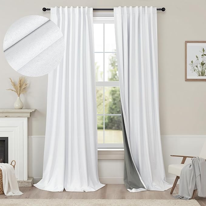 Neutral 10ft Blackout Curtains 120 Inches Long Elegant Cottage Floor Length by Pitalk