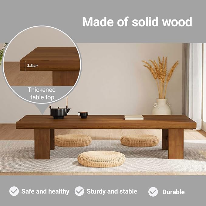 Japanese Modern Tatami Coffee Table, Solid Wood Tatami Tables, - Image 3