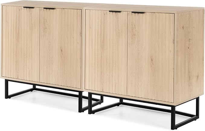 EYYTHUNG Fluted Storage Cabinet Set of 2, Sideboard Buffet Cabinet Modern - Image 9