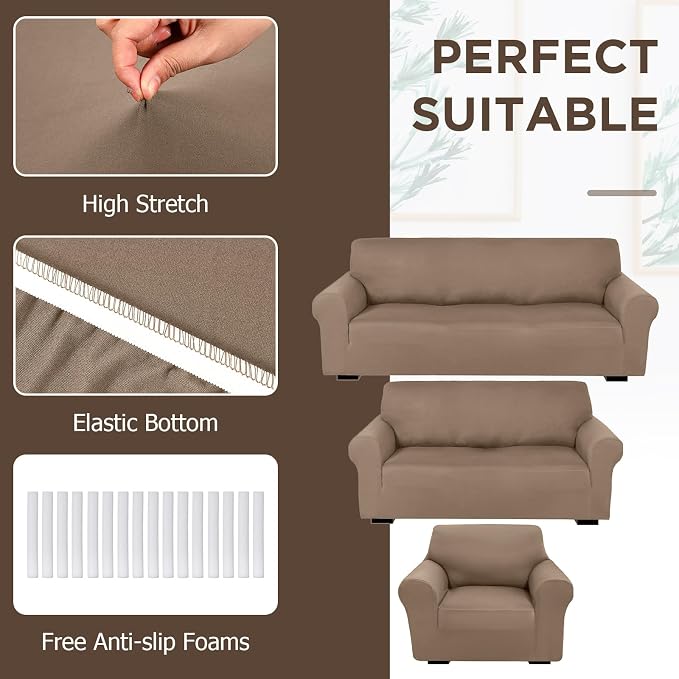 Peryiter 3 Pcs Couch and Loveseat Covers Set Sofa Cover - Image 4
