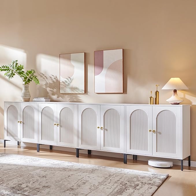 IFBUY Modern Sideboard Buffet Cabinet, 123.5" W Fluted Arched Buffet Cabinet by IFBUYFarmhouseFurniture