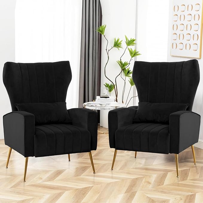 Accent Chairs Set of 2, Upholstered Living Room Chair by YUUIJOAA