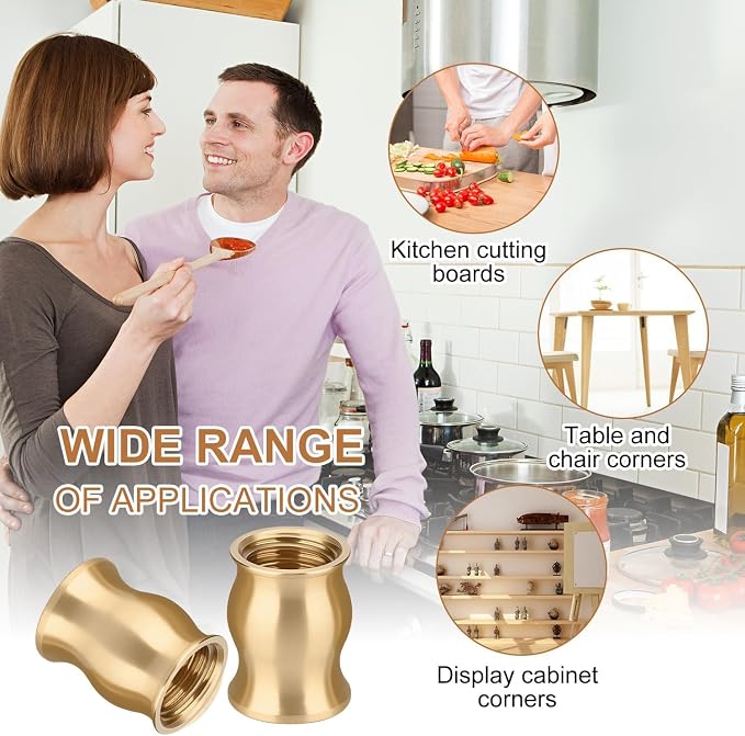 Brass Cutting Board Feet, Including Stainless Steel Screws, Silicone Nonslip - Image 6